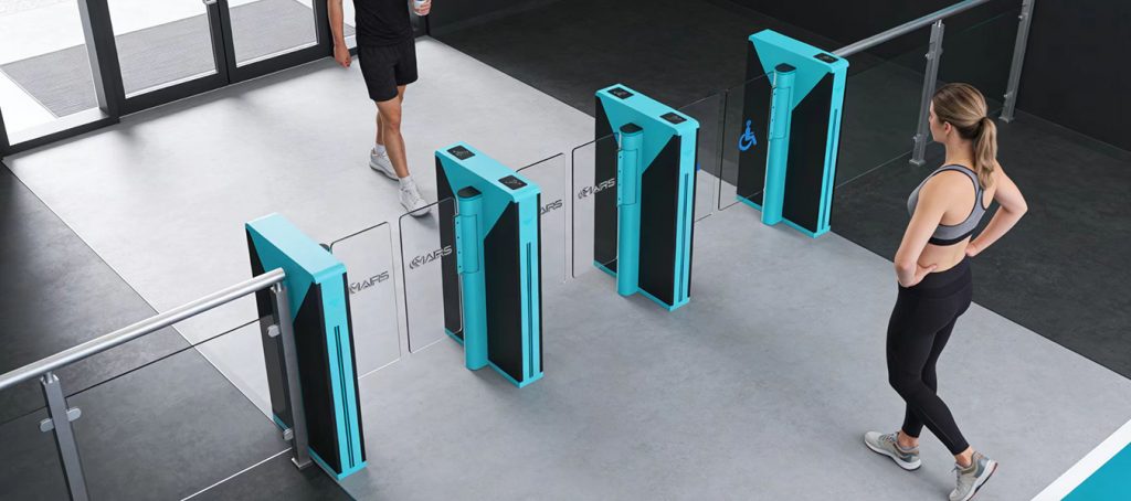 Face recognition swing turnstile, automatic access control barrier for office building entrance