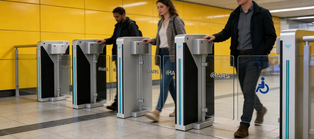 RFID swing turnstile gate, card access control barrier for factory staff entrance