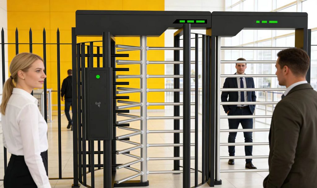 304 Stainless steel full height turnstile with 304 grade corrosion resistant housing for outdoor securit