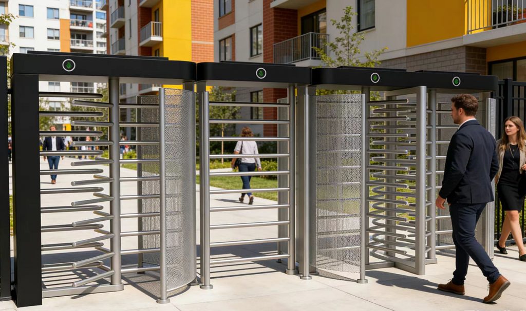 Galvanized steel full height turnstile with hot dipped anti corrosion coating for industrial use