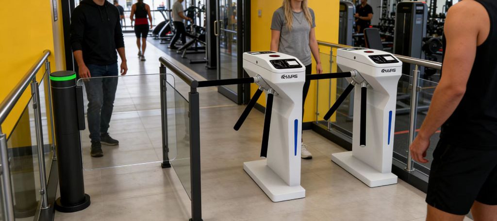Indoor gym turnstiles compact tripod gate for fitness center member access checkpoint