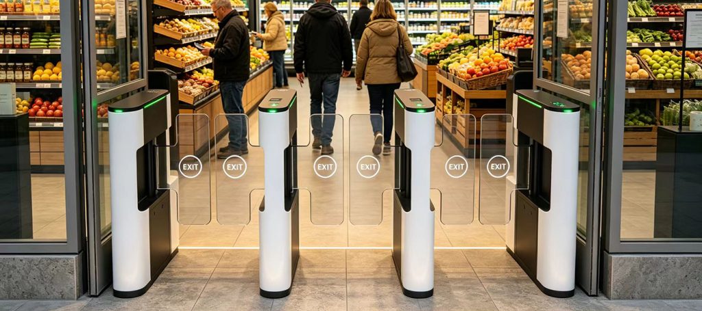 Indoor supermarket turnstiles automatic swing barrier for supermarket exit and checkout channel